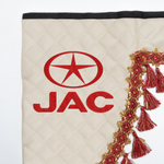 Ламбрекен с косынками стеганые JAC (экокожа, бежевый, красные кисточки)