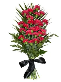 Траурный букет из 24 гвоздик и папоротника