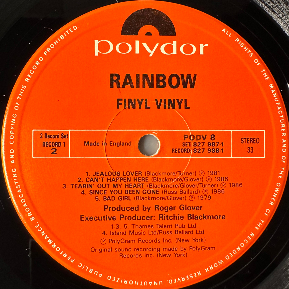 Rainbow ‎– Finyl Vinyl 2LP (Япония 1986г.)