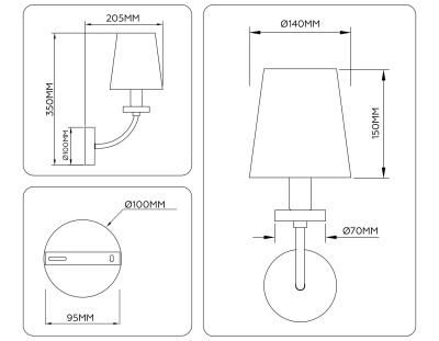 Светильник настенный LH75359 SB/WH бронза/белый E14 max 40W 140*205*350