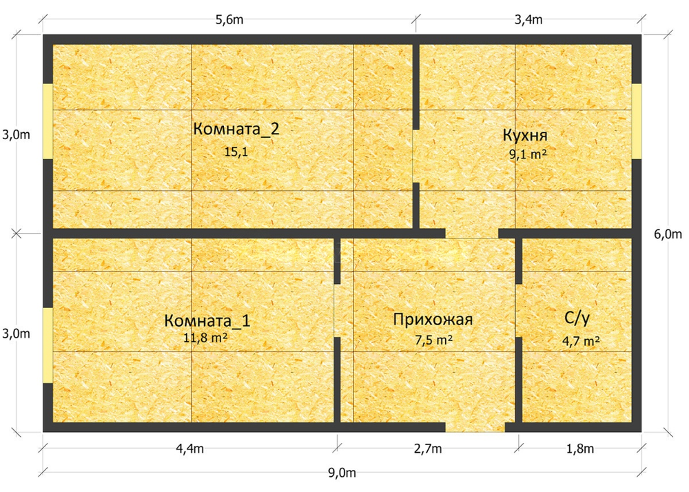 Каркас дома 6 x 9 м