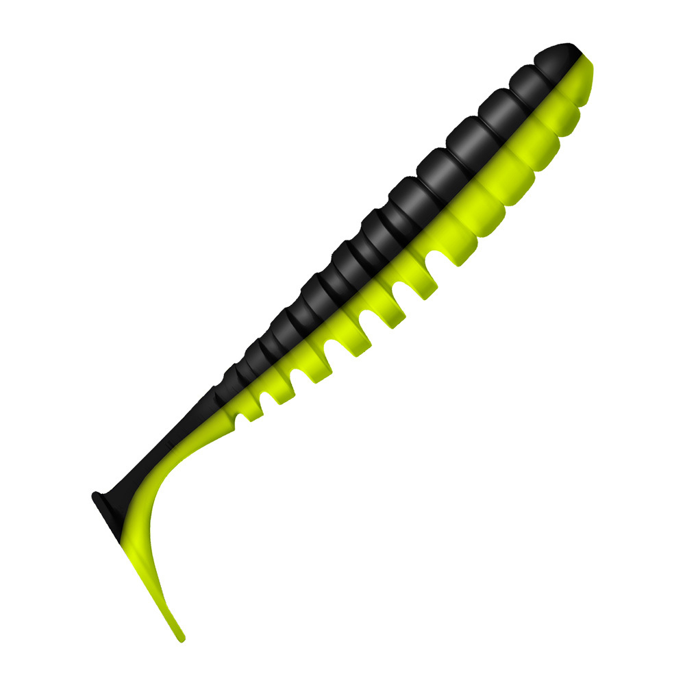 Приманка ZUB-SHAD 100мм(4")-4шт, (цвет 033) черный верх - желтый низ
