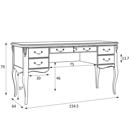 Кабинетный стол широкий R111L.1S