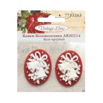 Камеи "Колокольчики", полимер, бело-красный, 3х4х0,5 см, упак., 2 шт, Vintage Line