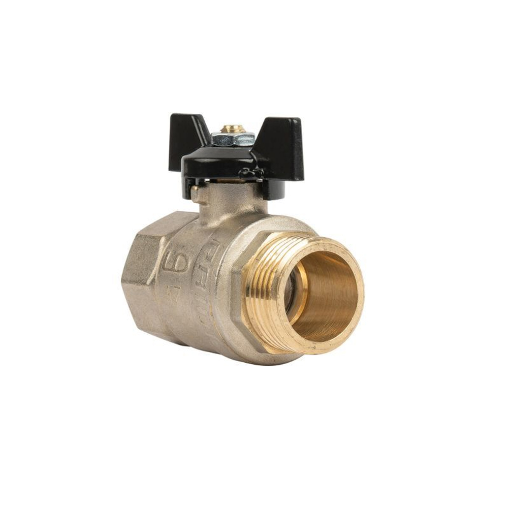 Кран шаровый НР-ВР 1/2" бабочка с биркой LD Pride