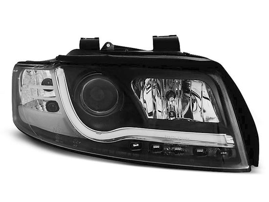 Передние фары tube lights black tru drl для Audi A4 B6
