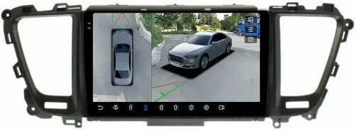 Магнитола для KIA Carnival 3 2014-2020 (большая рамка) - FarCar BX9-360-9550F2 монитор 9.5" 2K QLED на Android 13, Быстрая, CarPlay, 4G SIM-слот, 4 камеры в комплекте