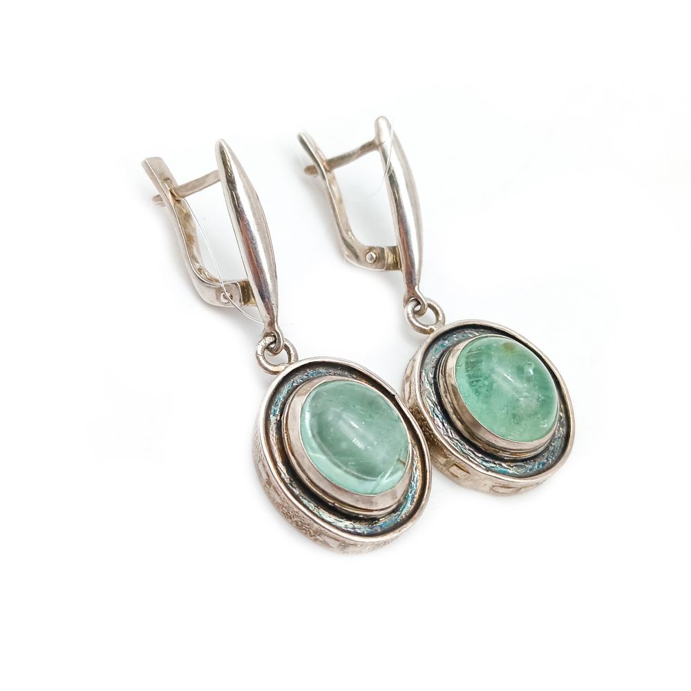 Серьги женские с бериллом, серебро 925