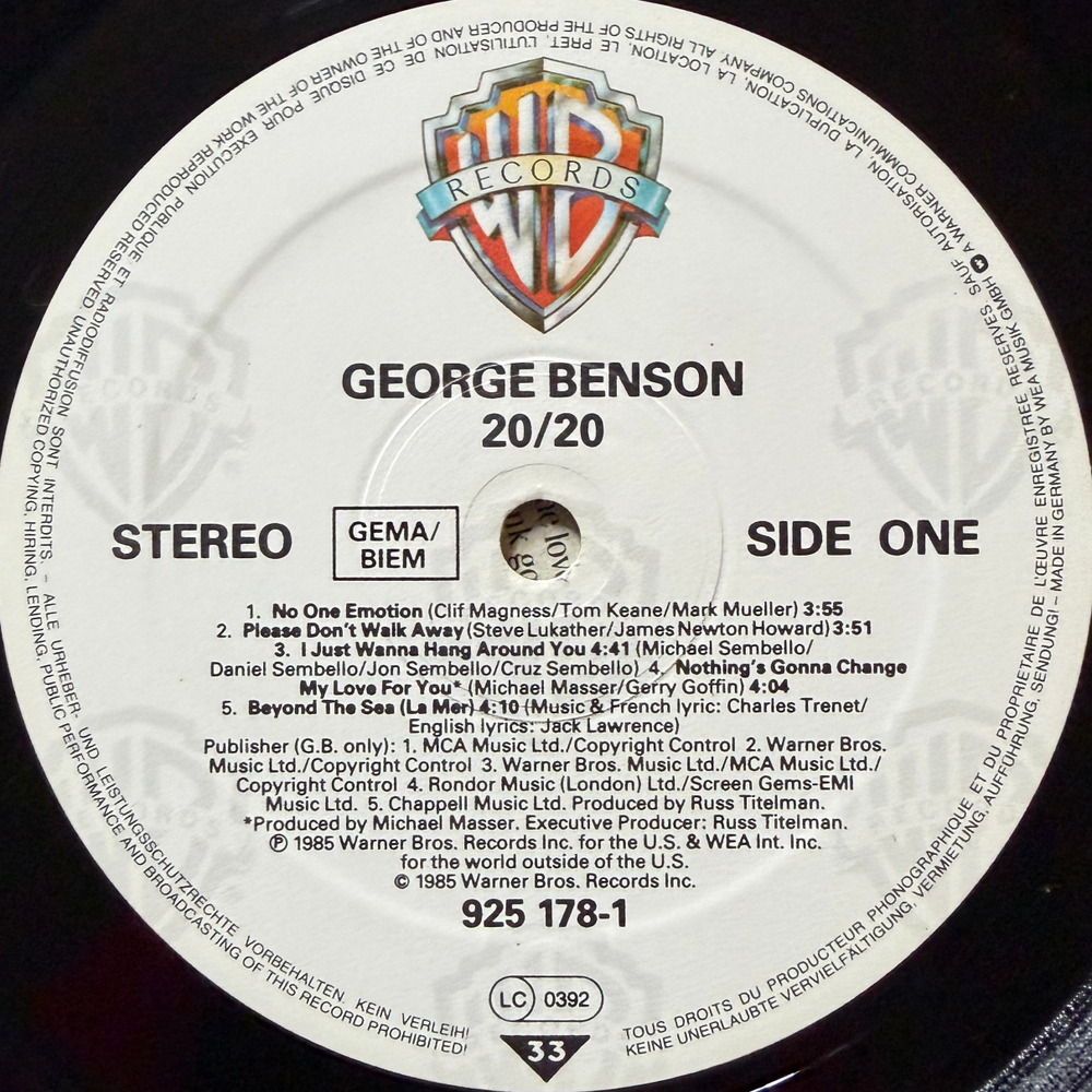 George Benson - 20/20 (Германия 1985г.)