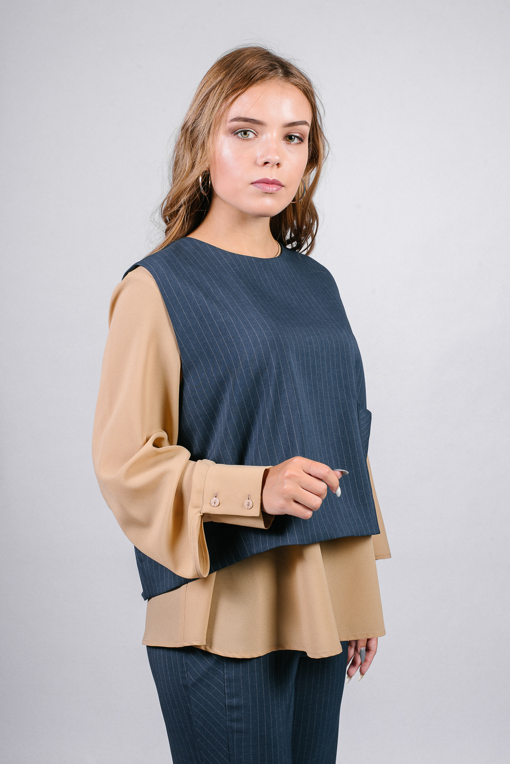 Укороченный жилет 2955ВП, Серо-голубой #87СГ062955ВП
