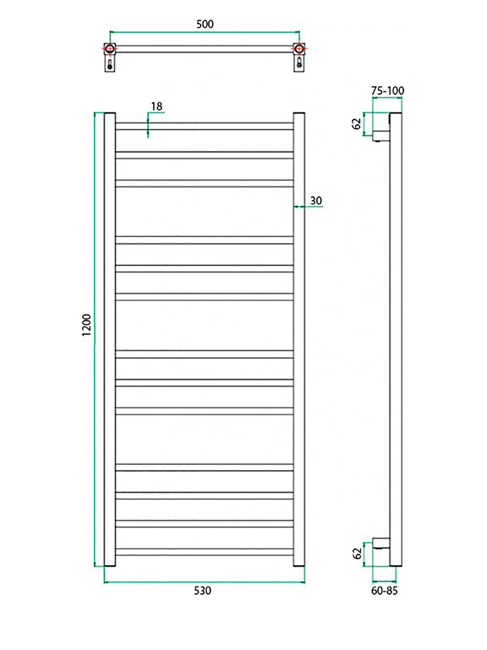 Полотенцесушитель ГРОТА ECOCLASSIK 53/120