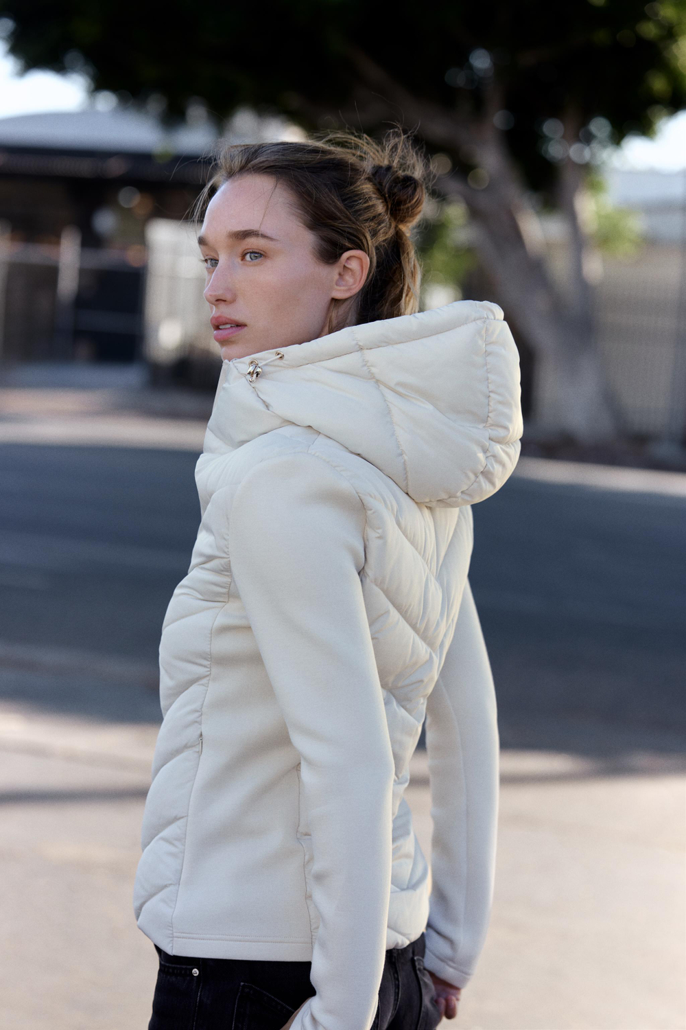 КОМБИНИРОВАННЫЙ ПУХОВИК С КАПЮШОНОМ — ZARA