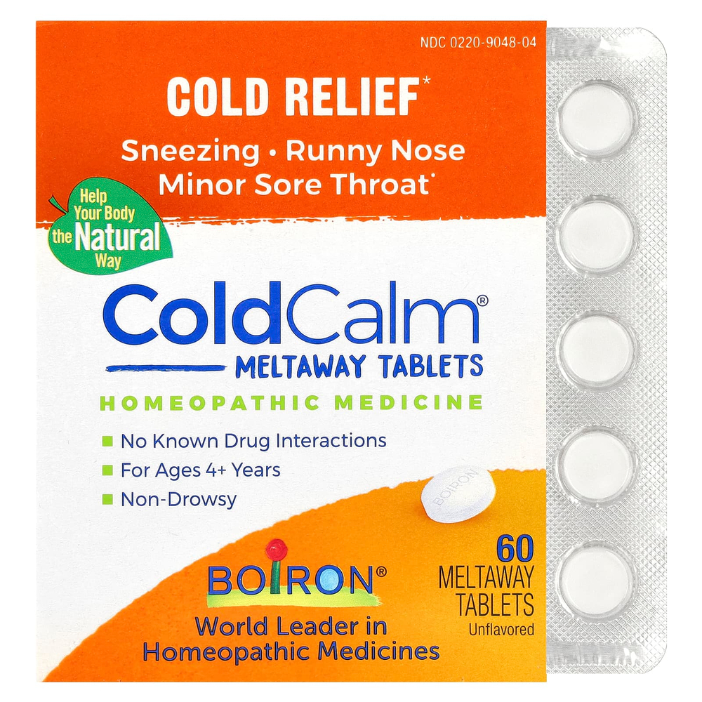 Boiron, ColdCalm®, для детей от 4 лет, с нейтральным вкусом, 60 таблеток для рассасывания