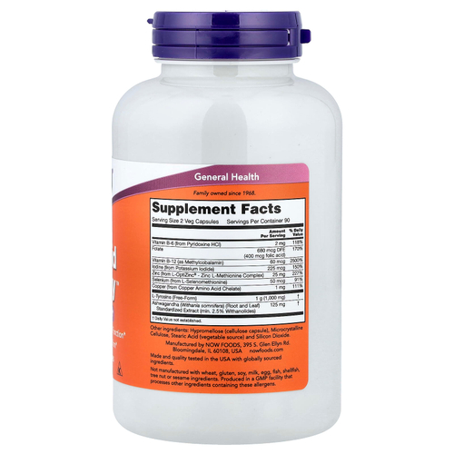 NOW Foods, Thyroid Energy™, добавка для здоровья щитовидной железы, 180 растительных капсул