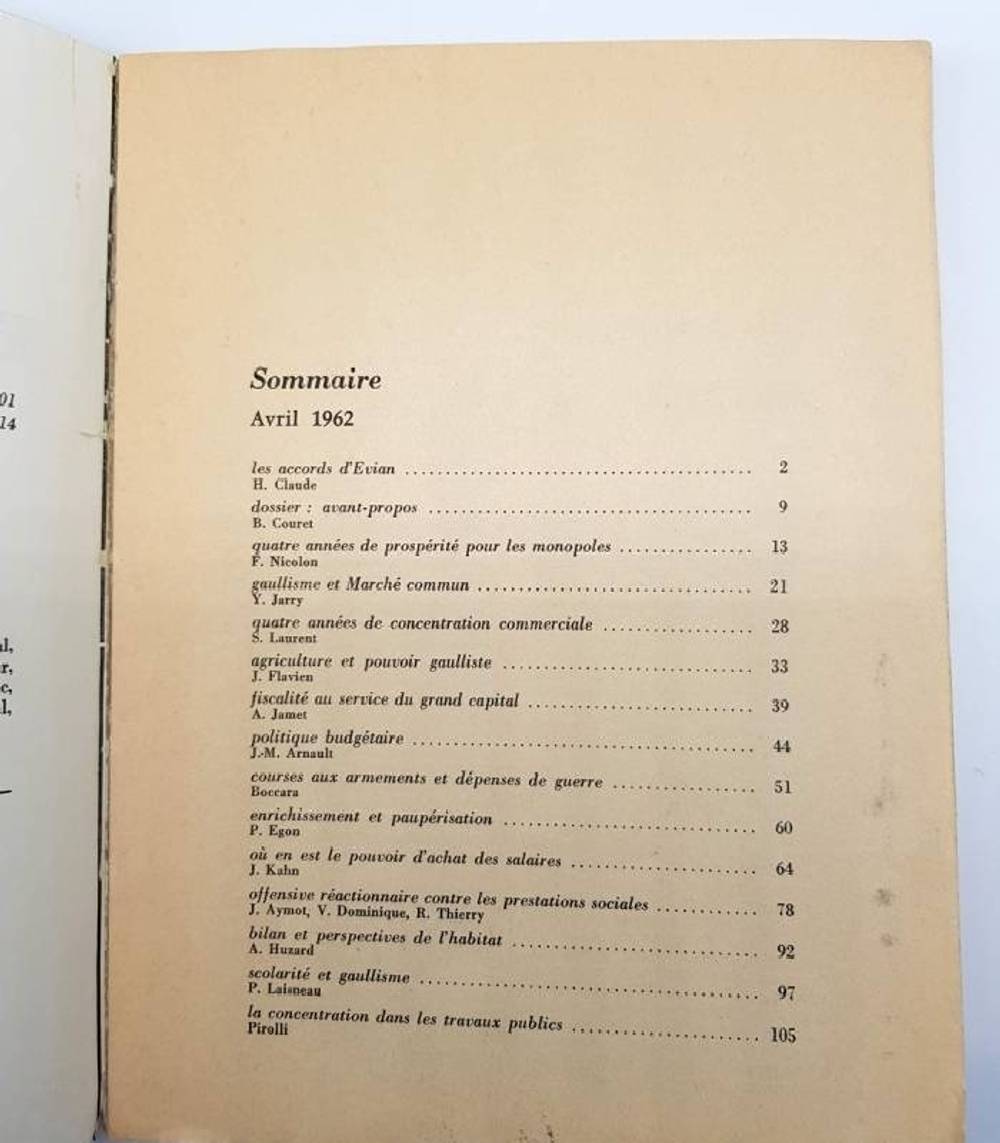 "Economie et  politique mars-avril 1959, Economie et  politique avril 1962