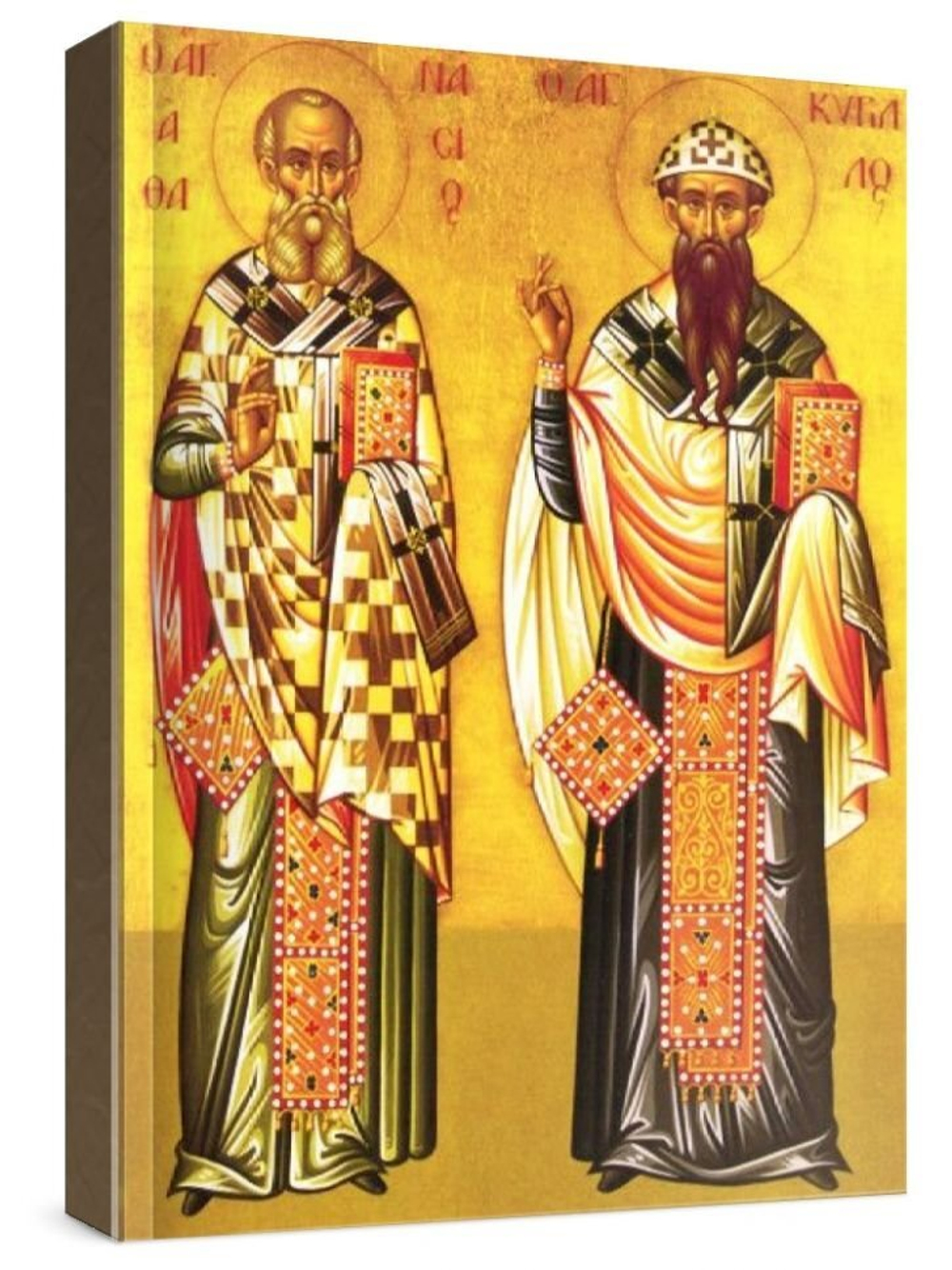 Афанасий и Кирилл Александрийские (рукописная икона)