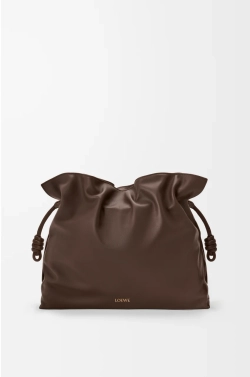 Loewe Большая сумка-клатч Flamenco из телячьей кожи наппа, шоколадный