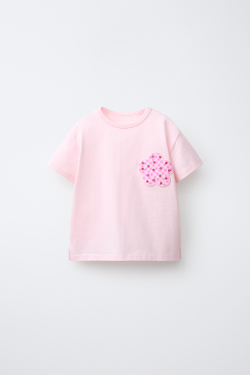 ZARA ФУТБОЛКА С СЕРДЦЕМ, РОЗОВЫЙ
