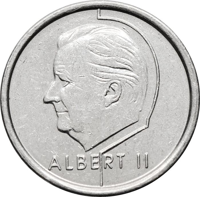 1 франк 1994-2001 Бельгия (надпись на французском BELGIQUE)
