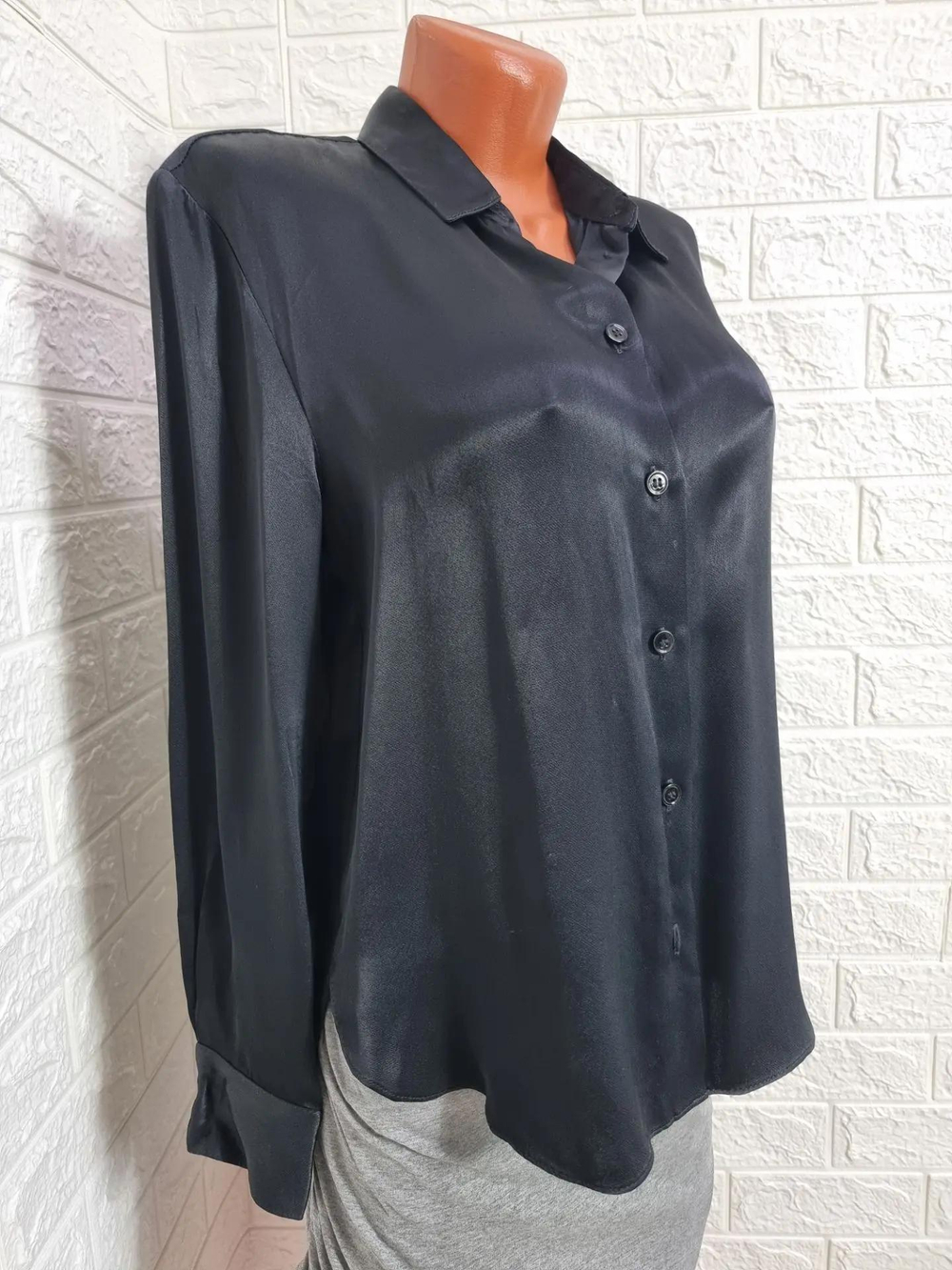 Рубашка женская Zara, черная, оверсайз, размер 48-50