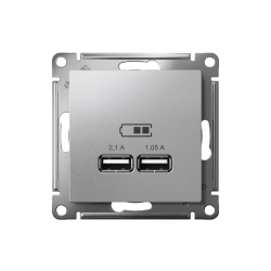 ATLASDESIGN USB РОЗЕТКА A+A, 5В/2,1А, 2х5В/1,05А, механизм, АЛЮМИНИЙ