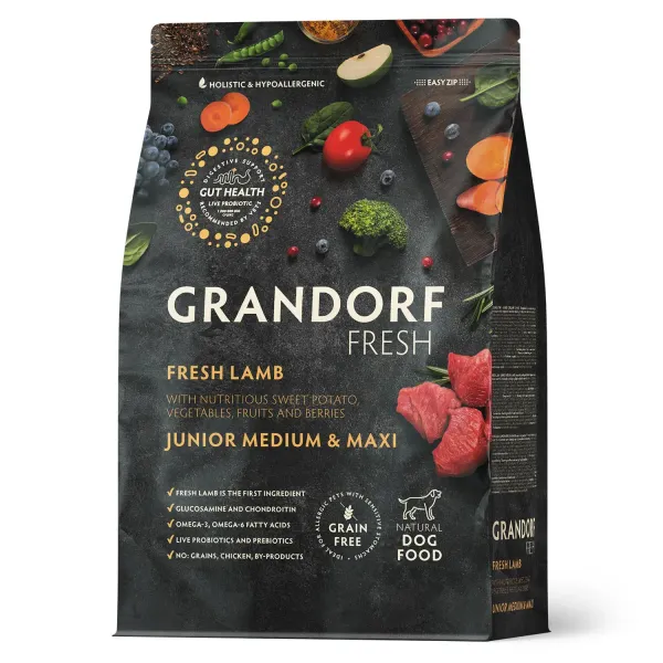 Сухой корм GRANDORF Fresh DOG JUNIOR Lamb&Sweet Potato для юниоров из свежего мяса ягненка с бататом