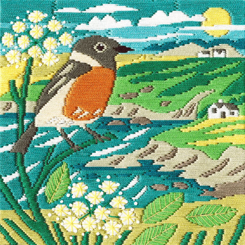 Набор для вышивания нитками Derwentwater Designs, Stonechat, 16х16 см Набор для вышивания нитками Derwentwater Designs, Stonechat, 16х16 см