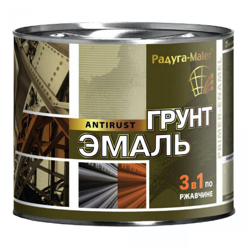 Эмаль-грунт по ржавчине 3в1 черная 10кг РАДУГА