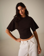 Женская футболка с корсетными деталями и короткими рукавами - BERSHKA