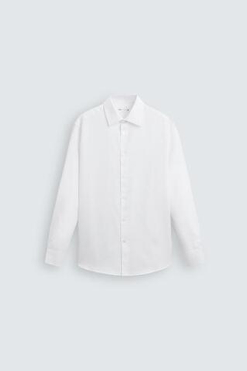 ZARA РУБАШКА ИЗ РЕЛЬЕФНОЙ ТКАНИ EASY CARE, БЕЛЫЙ