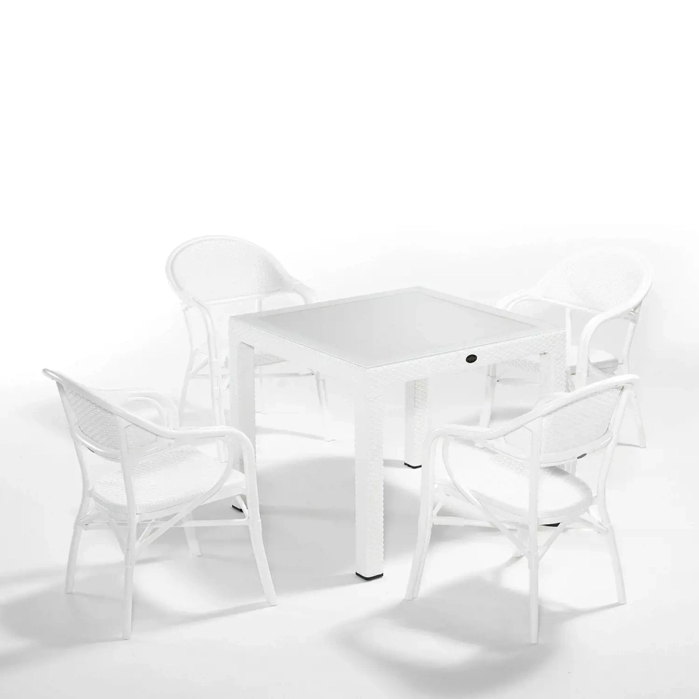 Nirvana NVS-049 set of 4 White (Обеденная группа стол 1шт, стулья 4шт) , Novussi