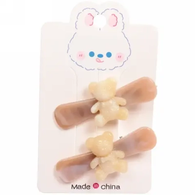 Зажимы для волос 2шт «Chocolate», молочный мишка, цвет как на фото, 6,4*1,6см