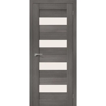 Межкомнатная дверь экошпон Порта-23 grey veralinga остеклённая