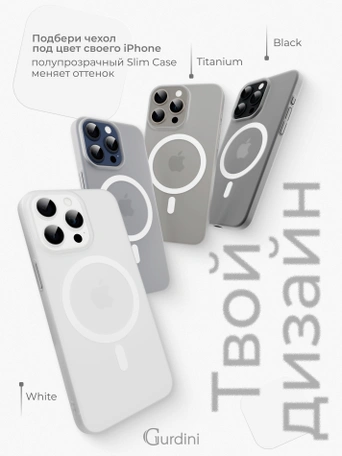 Чехол накладка iPhone 14 Pro Max 6.7" Gurdini Slim Series with Magsafe White