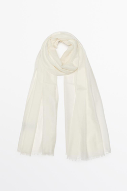 Massimo Dutti Легкий шарф из 100% шерсти, кремовый