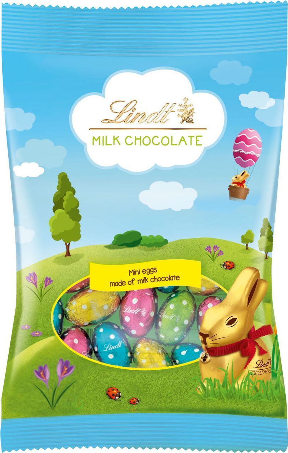 Шоколад молочный Lindt  milk mini eggs пасхальные яйца 90 г (Из Финляндии)