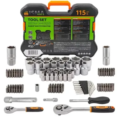 Набор инструментов 115пр. 1/4'', 1/2''(6гр.) ISMA ISMA-41151-5
