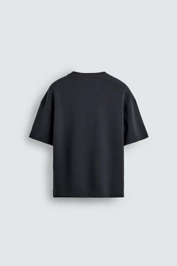 ZARA ТОЛСТОВКА RELAXED FIT ИЗ ИНТЕРЛОКА, ТЕМНО-СИНИЙ