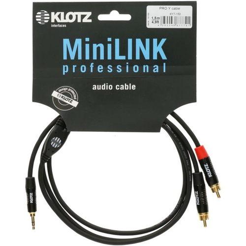 Klotz KY7-090 коммутационный кабель мини Jack 3,5 стерео/2 хRCA, 90 см, позолоченные разъемы м