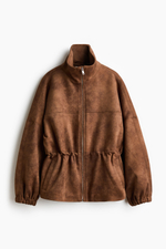 Куртка оверсайз с высоким воротником и кулиской на талии - H&M