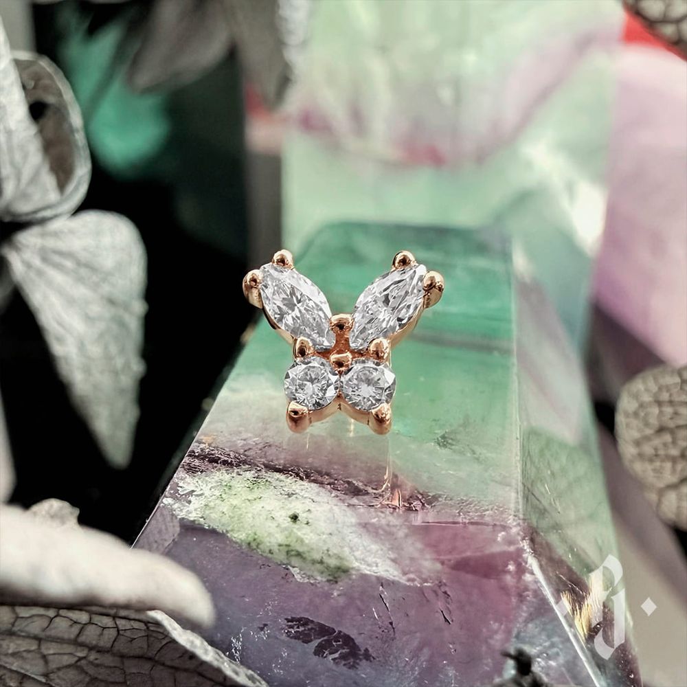 Накрутка "Butterfly v.2" - Розовое золото - White CZ