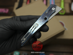 Нож Spyderco COBOL Titanium огненный - рукоять кастом титан, клинок сатин