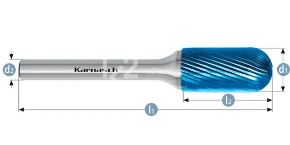 Борфреза твердосплавная Karnasch форма C, 2х11х3х38 мм, насечка HP-5, покрытие Blue-Tec, арт. 11.5023-020