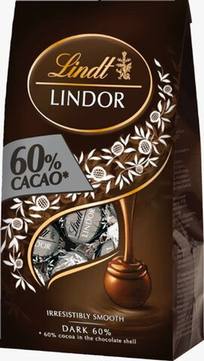 Шоколадные конфеты Lindt Lindor 60% Cacao 137 г (из Финляндии)