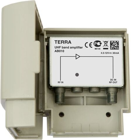 Мачтовый усилитель AB010 TERRA, 15 дБ, 98 дБмкВ (IMD3), коэфф.шума 0,8 дБ