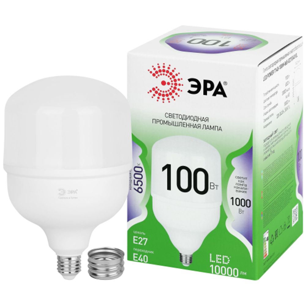 Лампа светодиодная ЭРА GREEN LINE LED POWER T140-100W-865-E27/E40 GL 100Вт колокол холодный свет Е27/Е40 | Лампы cветодиодные POWER