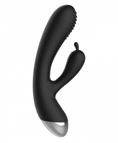 Чёрный вибратор E-Stimulation Rabbit Vibrator с электростимуляцией - 19 см. (Цвет: черный)