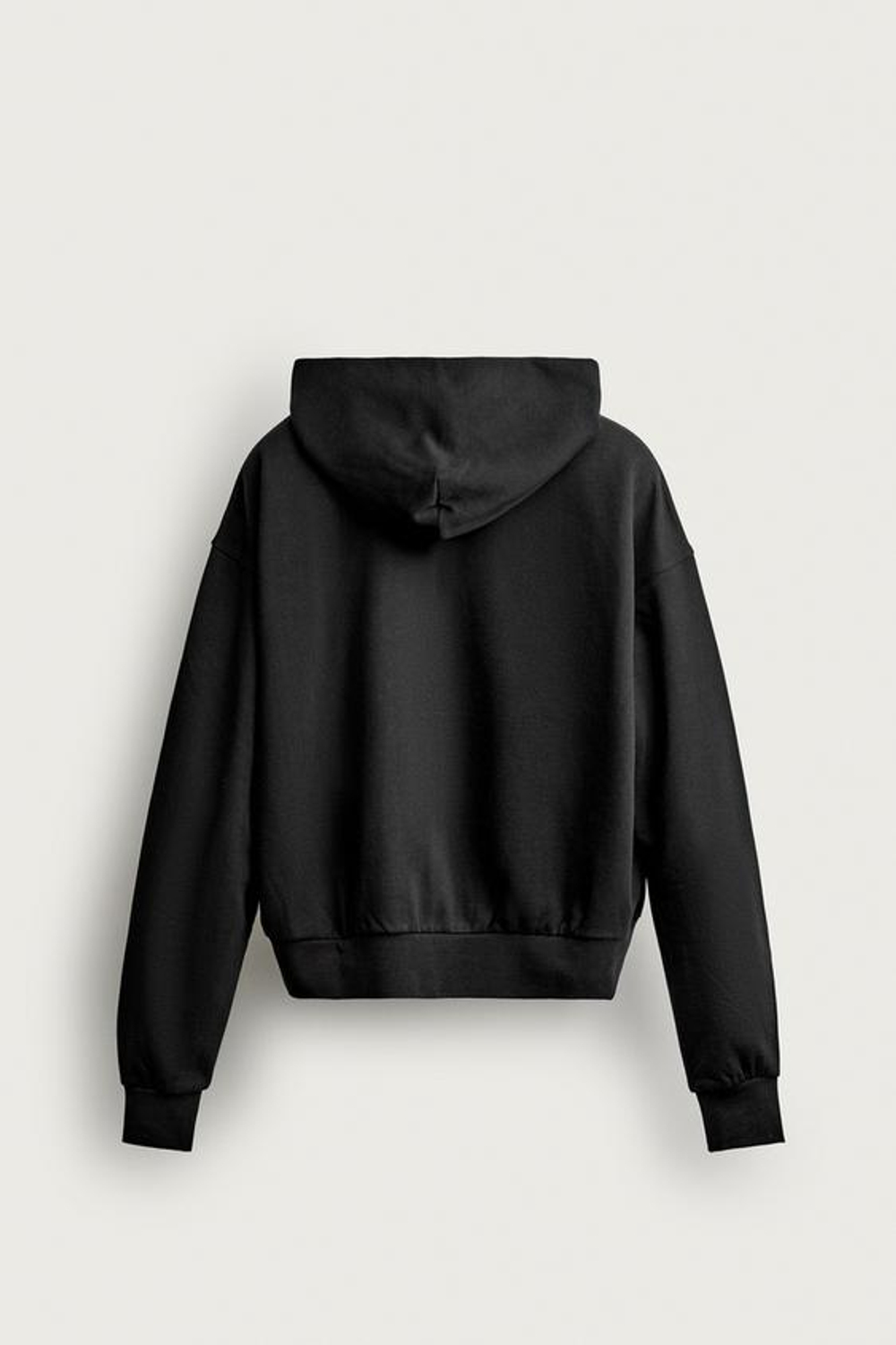 ZARA БАЗОВОЕ ХУДИ BOXY FIT НА МОЛНИИ, ЧЕРНЫЙ