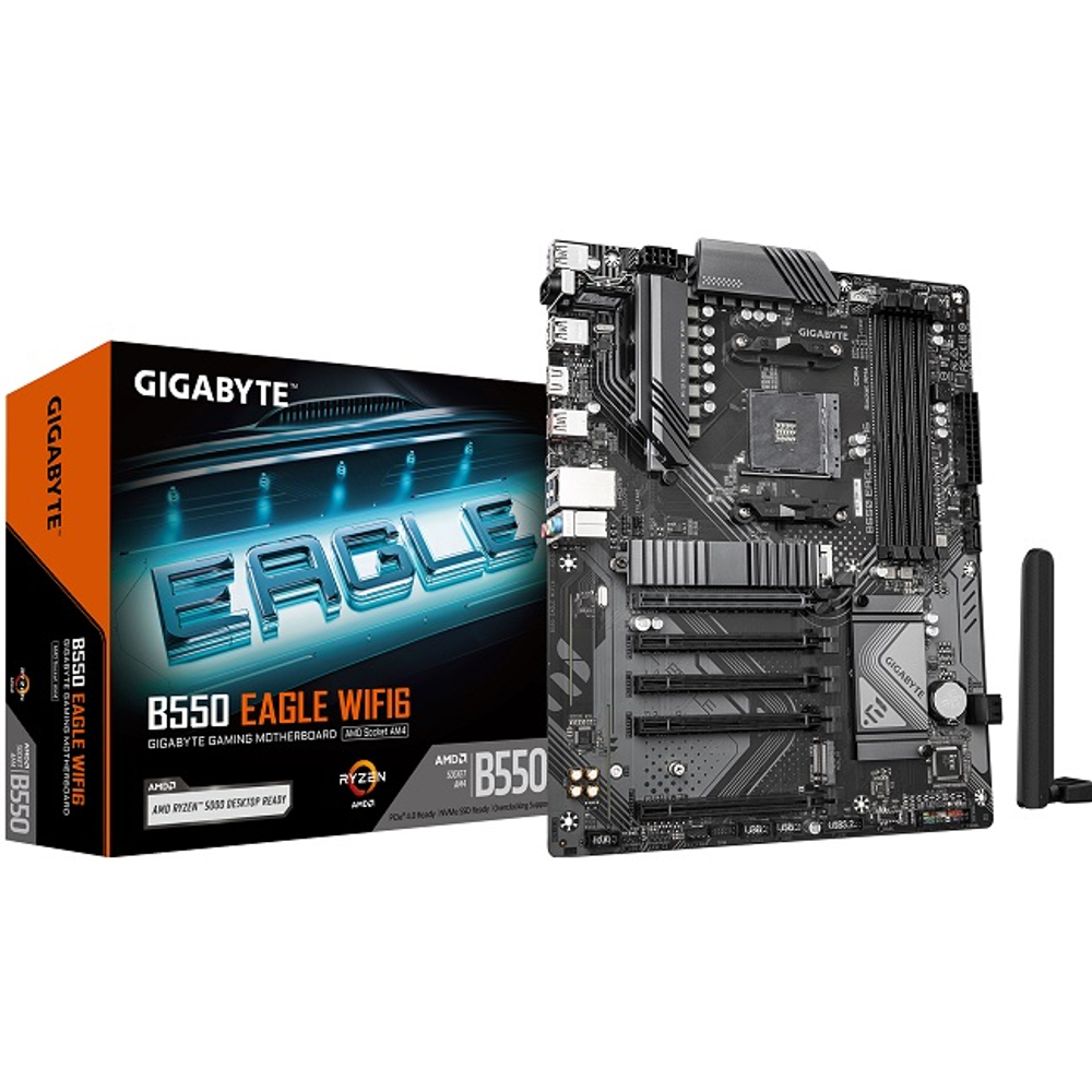 Материнская плата GIGABYTE B550 EAGLE WIFI6 (AM4/AMD B550/4xDDR4/5xPCI-Ex16/2xM.2/SB7.1/Wi-Fi/BT/GLAN/HDMI/ATX)