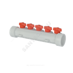 Коллектор PP-R белый Дн 40х20 на 4 выхода с кранами VALFEX 101134004